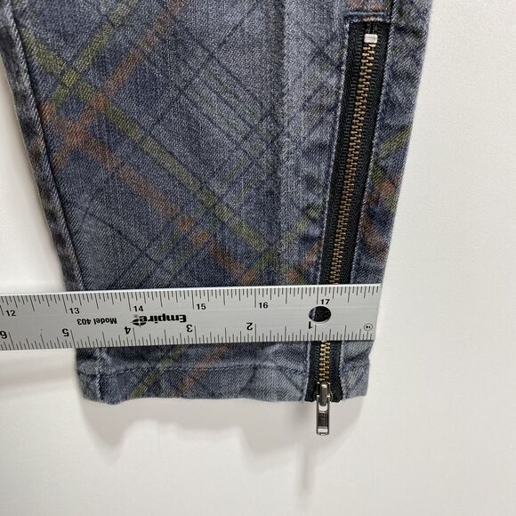 prAna Breathe Womens Size 8 Skinny Jeans Gray Plaid Ankle Zipper Stretch Casual - Picture 9 of 12
